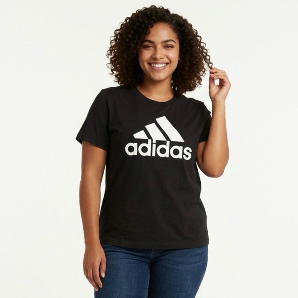 ADIDAS | NEW Black Short Sleeve Tee with White Logo Women’s Size X-Large